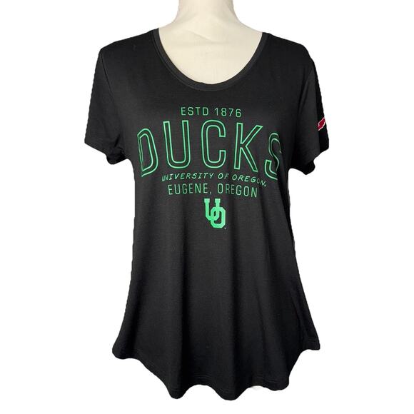 NWT League 91 University Of Oregon Small Black Green T-Shirt Curve Hem Ducks Tee - Picture 1 of 6
